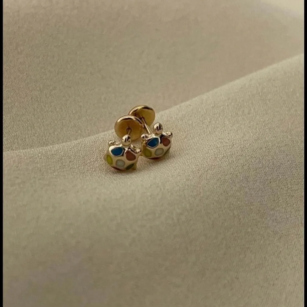 18k Gold Filled Turtle 🐢 Girls Stud Earrings
